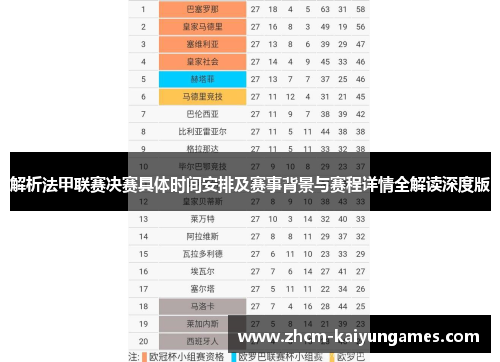 解析法甲联赛决赛具体时间安排及赛事背景与赛程详情全解读深度版